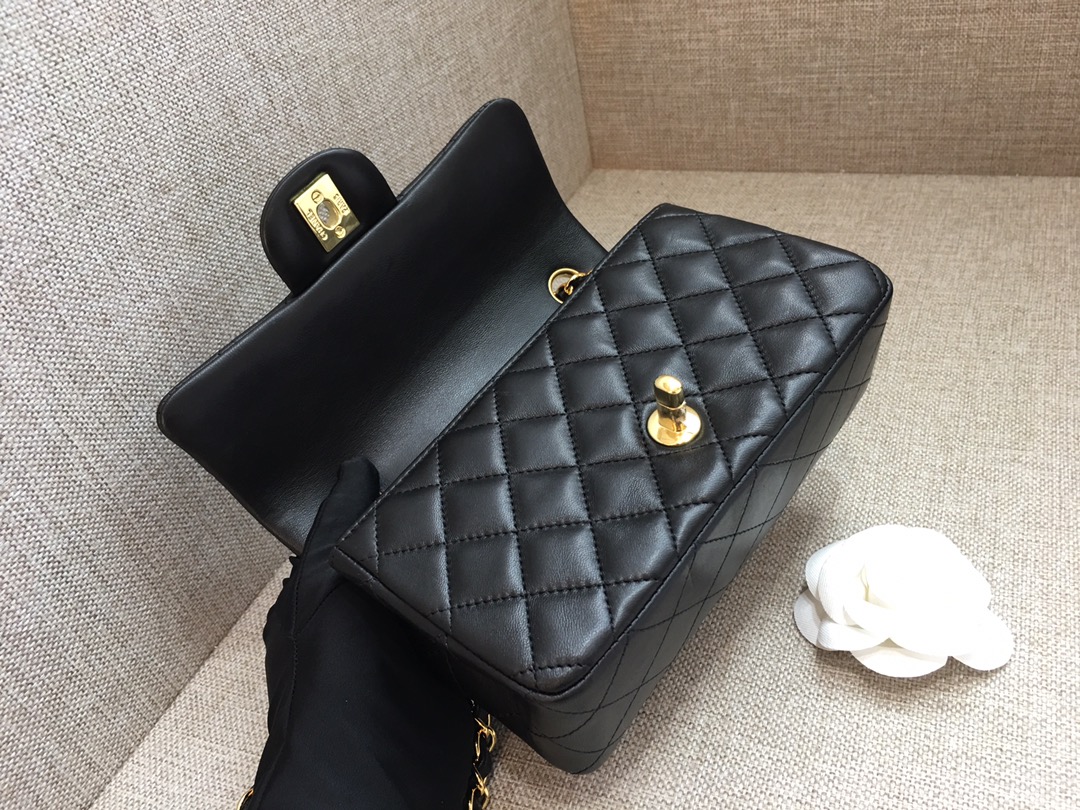 Small Classic Flap Lambskin Bag A01116 Black/Gold